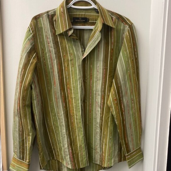 Bugatchi Green Striped Shirt - Picture 1 of 6